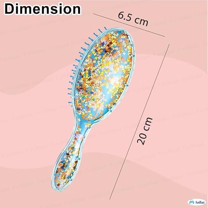 FunBlast Glitter Hair Brush Comb for Girls – Oval Shape Hair Combs and Brush, Novelty HairBrush for Kids, Women, Hair Brush (Random Color) - Image 2